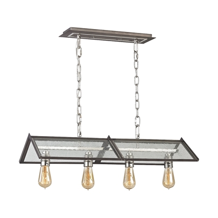 ELK LIGHTING Ridgeview 4-Lght Chandelier Nckl & Zinc w/Seedy Glass 31962/4